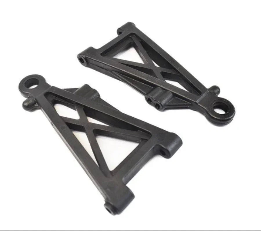 Black RC car suspension arms for model kits and hobby builds