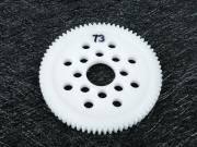 White T3 plastic gear for model kits and RC hobbies, 73 teeth, detailed close-up