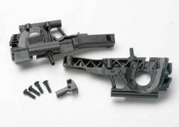 Black plastic model kit gun parts with screws, ideal for hobbyists and collectors