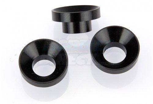 Black plastic model kit spacers and bushings for RC cars or scale models