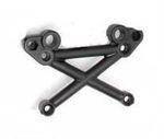 Black plastic model kit suspension arms for RC car assembly