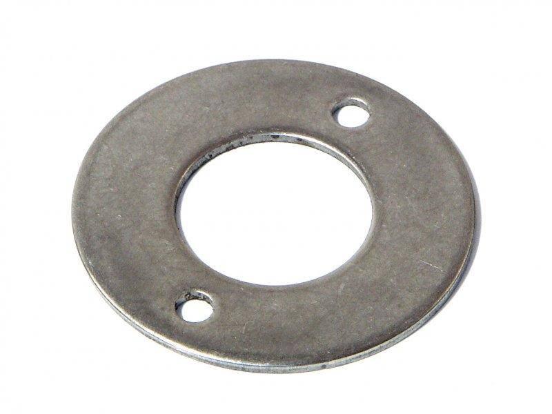 Metal washer with central hole and two side holes for model kit assembly