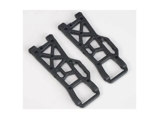 Black RC car chassis parts for model building and hobby assembly