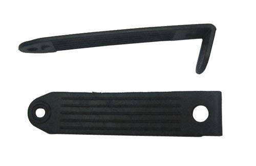 Black plastic model kit tools: L-shaped pick and flat prying tool for hobby assembly
