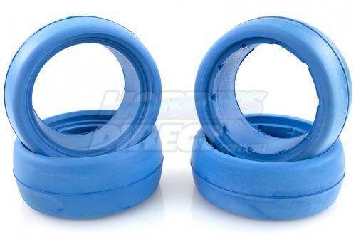 Blue RC car tires and foam inserts for hobby racing models