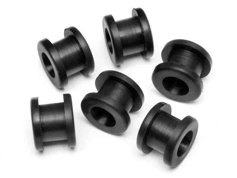 Black rubber grommets for model kits and hobby projects, ideal for RC cars and electronics