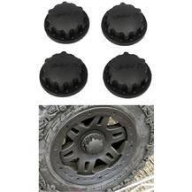 Black RC car wheel hubs and tire for model kits, compatible with off-road remote control vehicles
