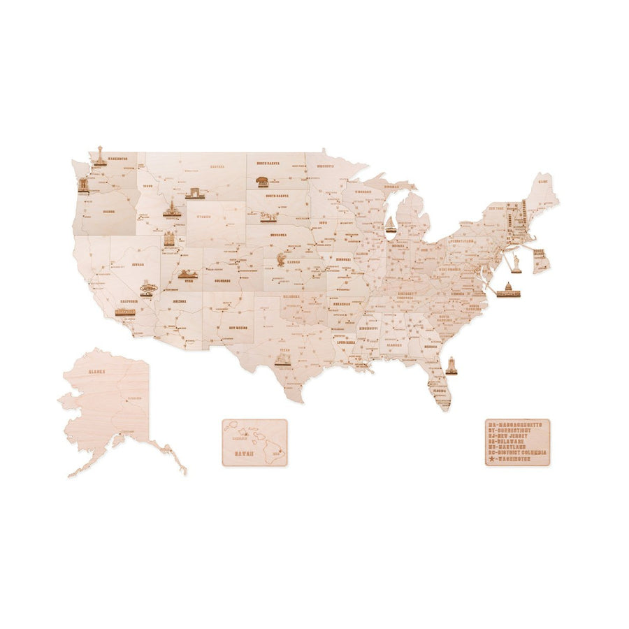 Wood Trick - USA Wall Map XXL Wooden Model Kit - Aussie Hobbies 