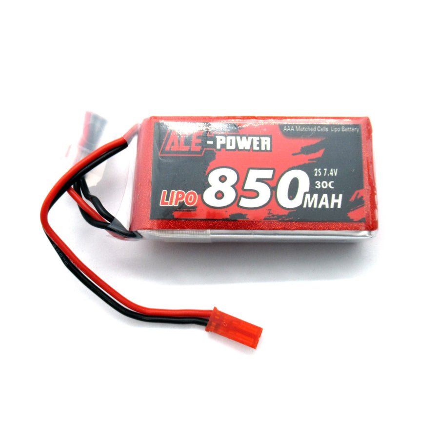 Ace Power 2S 7.4V 850mAh 30C LiPo Battery – soft case LiPo with JST connector for RC aircraft, cars, boats, and helicopters.
