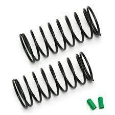 Black coil springs with green caps for model car suspension upgrades