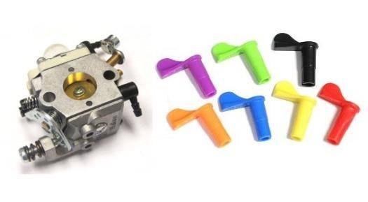 Carburetor with colorful plastic priming bulbs for model engines and hobby kits