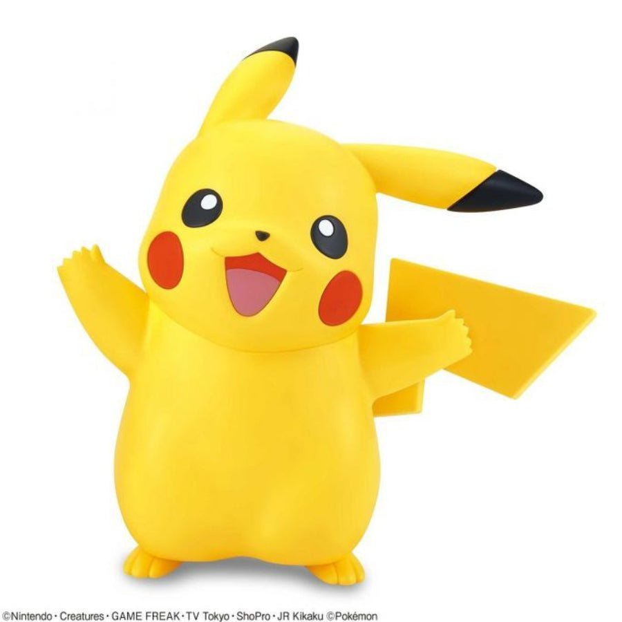 Bandai Pokémon Quick!! Pikachu snap-fit model kit with bright yellow parts ready for easy assembly.