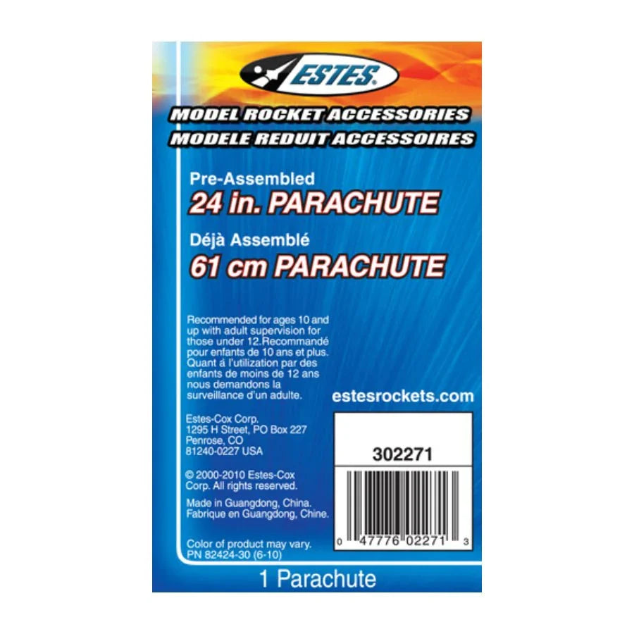 Estes 24-inch pre-assembled model rocket parachute for hobbyists, 61 cm parachute accessory