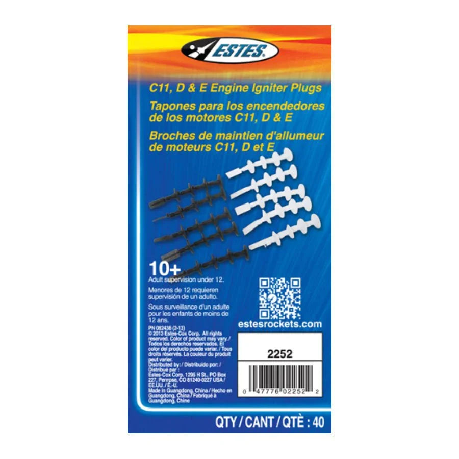 Estes C11, D & E Engine Igniter Plugs for model rockets, 40-pack, age 10+