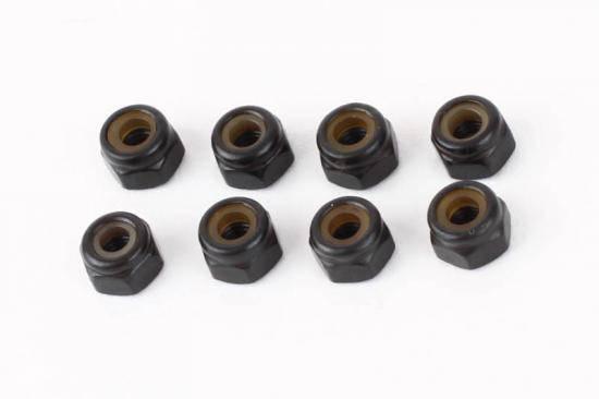 Black hex lock nuts for model kits and RC hobbies, precision hardware parts