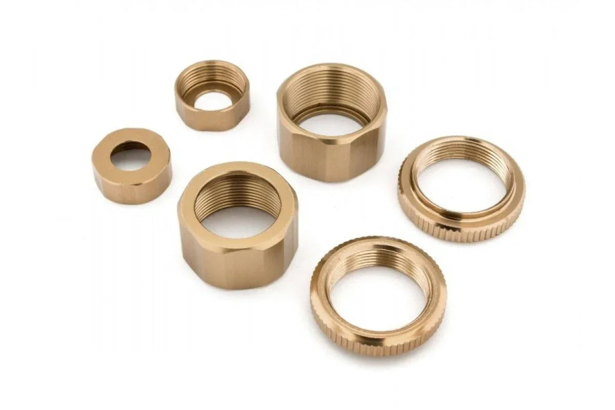 Brass plumbing fittings and nuts for model building and hobby projects