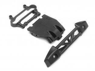 Black plastic model kit parts for hobby assembly
