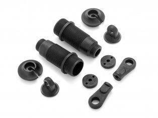 Black RC car suspension parts and shock absorbers for model kits