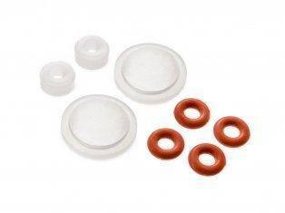 Clear plastic and red rubber O-rings for model kits and hobby projects