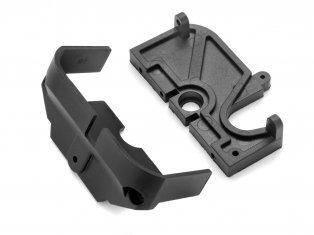 Black plastic RC car body parts for model kit assembly