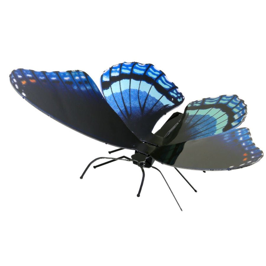 Metal Earth model of red-spotted purple butterfly with blue and black wings