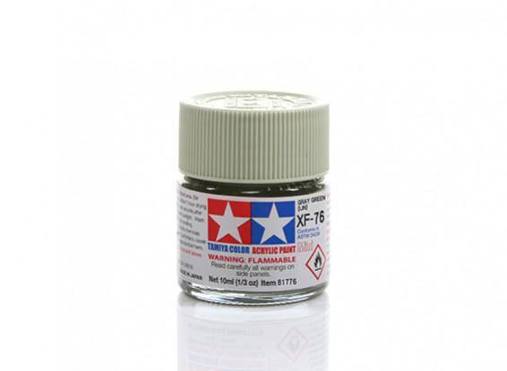 Tamiya XF-76 Gray Green Acrylic Paint for model kits, 10ml bottle, flammable warning label visible