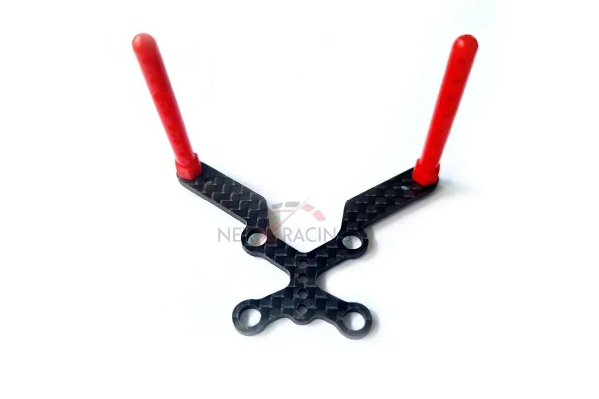 Carbon fiber drone frame with red arms for FPV racing