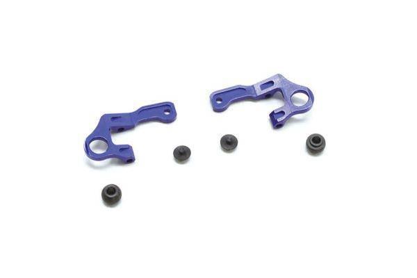 Purple RC car suspension arms and black bushings for model kit upgrades