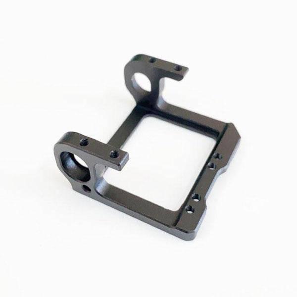 Black metal RC car chassis frame for model building and hobby assembly