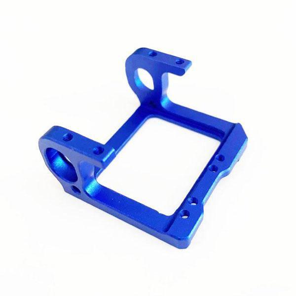 Blue aluminum RC car chassis frame for model building and hobby projects