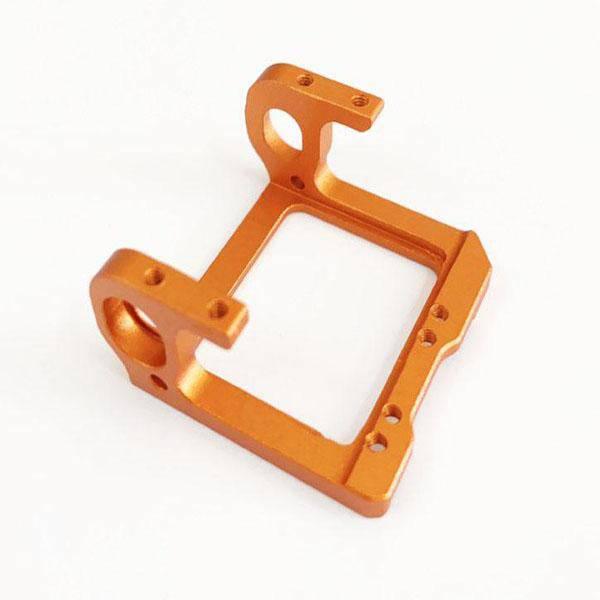 Orange aluminum RC car chassis frame part for hobby models and remote control vehicles