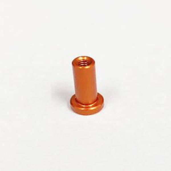 Orange aluminum RC car shock cap for model kit upgrades