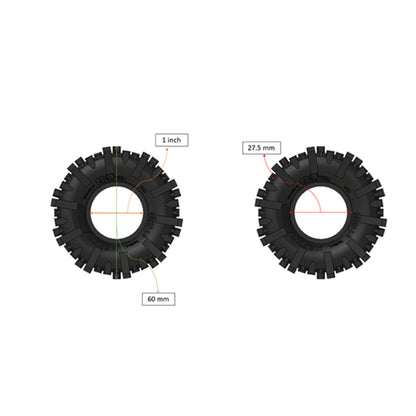 Nexx Racing Gekko 1.0″ Rubber Mud-Terrain Tires for 1/24 RC Crawler Car