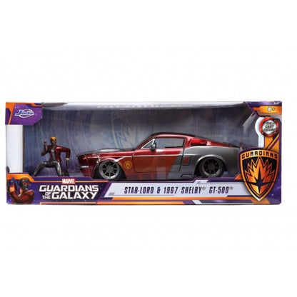 Jada Toys Diecast 1:24 Star Lord Figure w/1967 Ford Mustang Shelby GT500 Movie