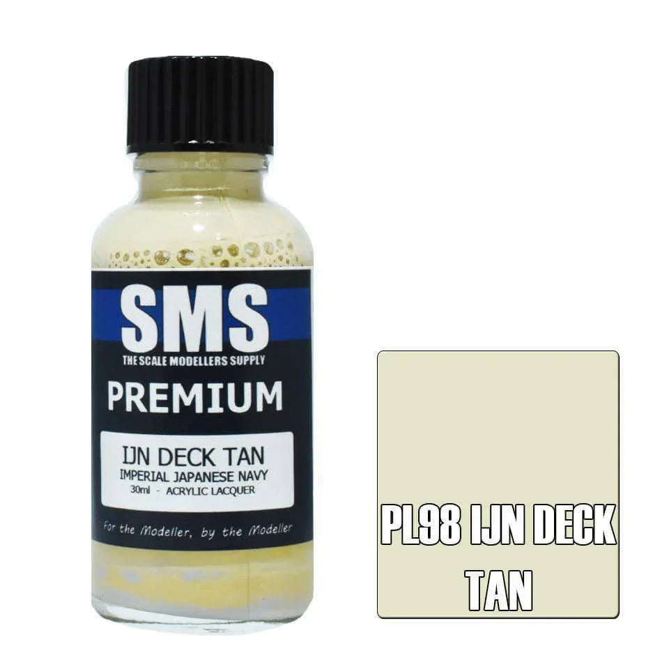 SMS Premium IJN Deck Tan 30ml (PL98) – acrylic lacquer paint for WWII Japanese Navy ship models.