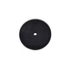 Black plastic gear for model kits and hobby projects, featuring toothed edge and center hole