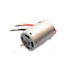 Small DC motor with red and black wires, ideal for model kits and hobby projects