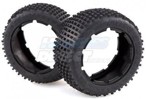 RC car tires with rugged tread, black rubber, off-road grip for model kits and hobbies