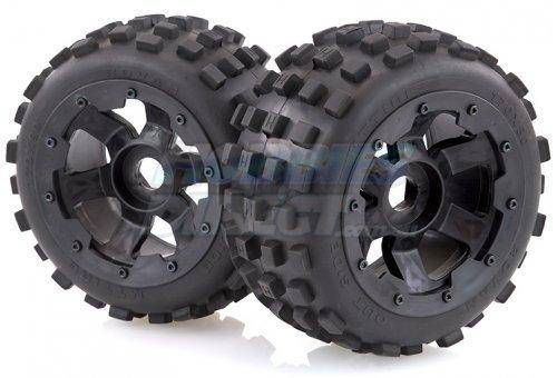 850382 | Rovan 4.7/5.5" Baja 5B Rear MX Tyres on Black Rims - Beadlocked Wheels 2Pcs - Aussie Hobbies