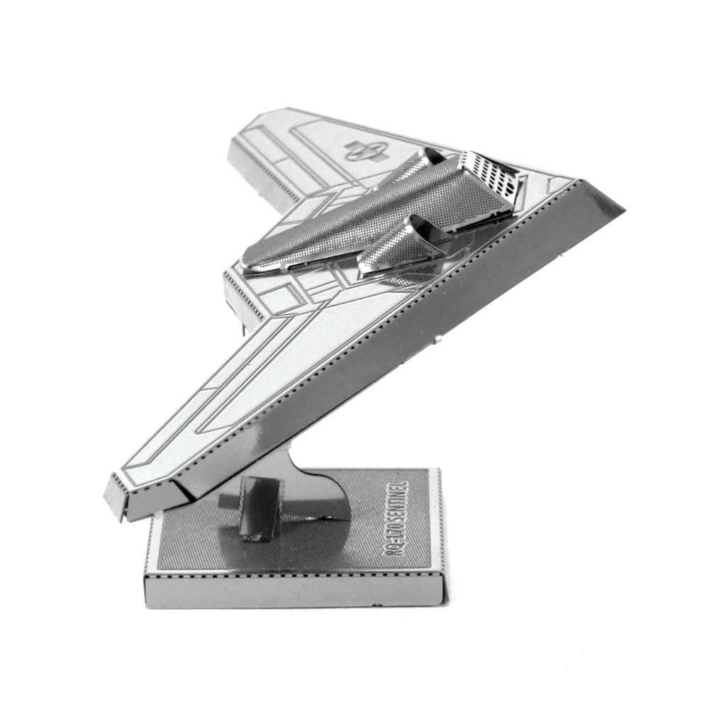 Metal Star Trek NCC-1701 Sentinel model kit on display stand, detailed sci-fi spaceship collectible