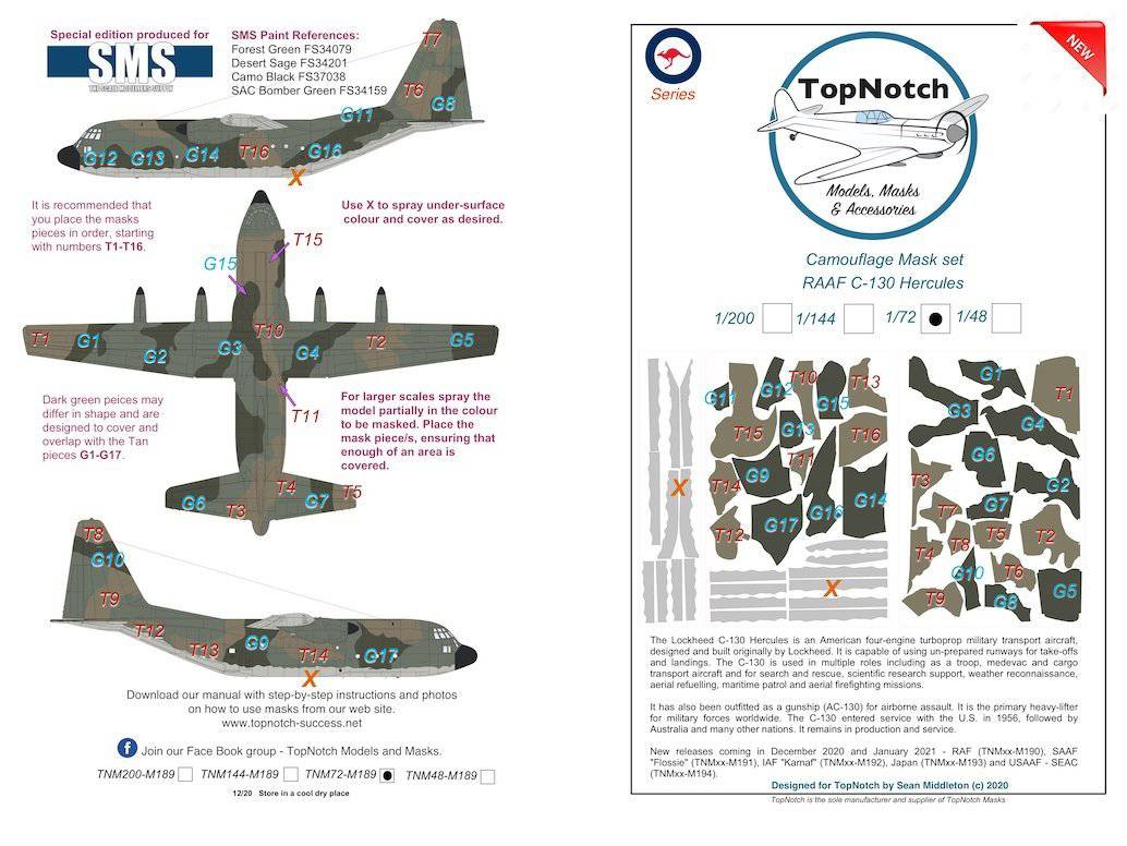 RAAF C-130H HERCULES VINYL MASK SET - Aussie Hobbies 