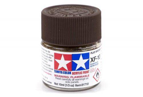 Tamiya - Mini Acrylic Flat Brown XF-10 - Aussie Hobbies 