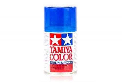 Tamiya Color spray paint for polycarbonate, blue can with red and white label, ideal for model kits and hobbies