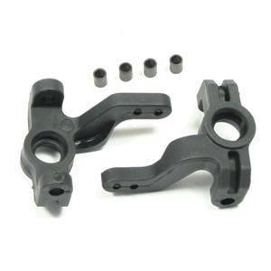 Black RC car suspension arms and bushings for model kit assembly