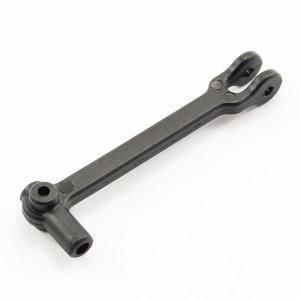 Black RC car suspension arm for model kits, durable plastic part with mounting holes