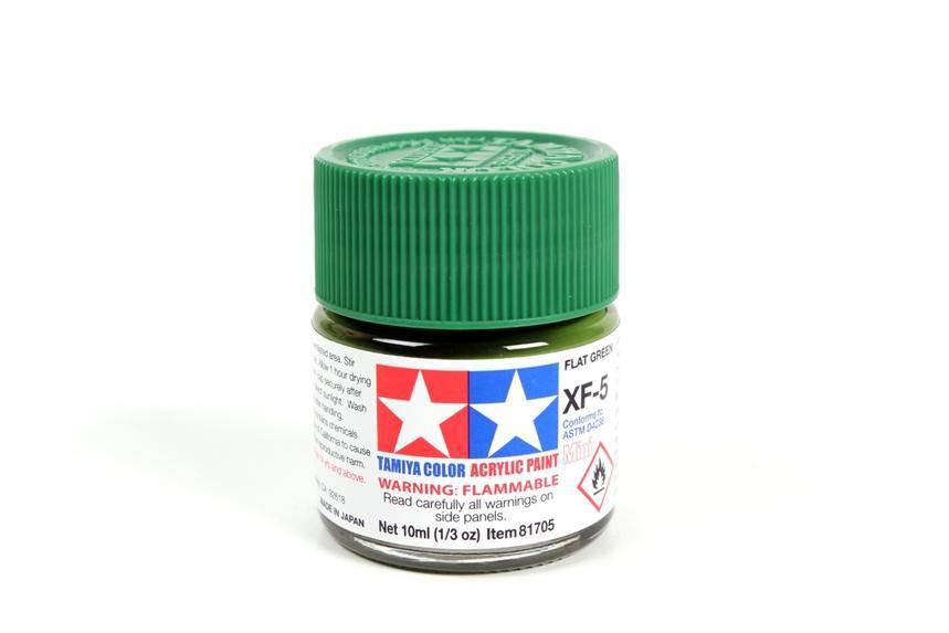 Tamiya XF-5 Flat Green Acrylic Paint 10ml for model kits and hobby projects