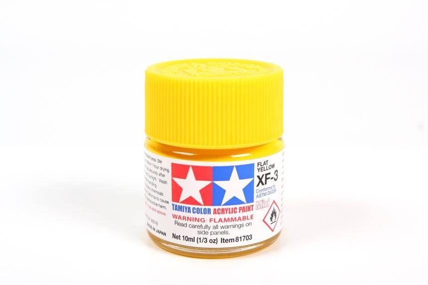 Tamiya XF-3 Flat Yellow Acrylic Paint 10ml for model kits and hobbies