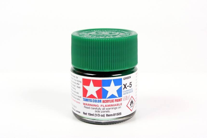 Tamiya X-5 Green Acrylic Paint 10ml for model kits and hobby projects