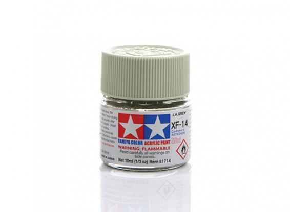 Tamiya XF-14 J.A. Grey acrylic paint for model kits, 10ml bottle with flammable warning label