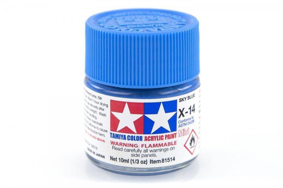 Tamiya Color Acrylic Paint Mini X-14 Sky Blue 10ml for model kits and hobbies